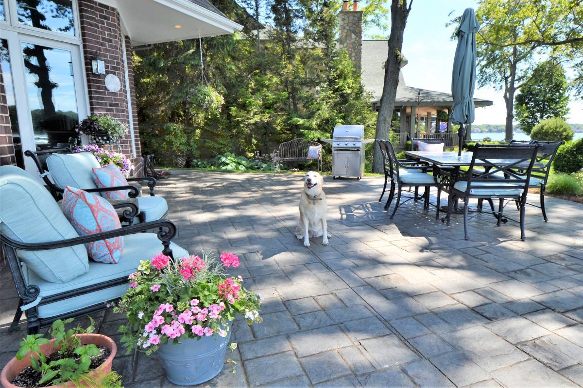 English style stone paver, brick style patio